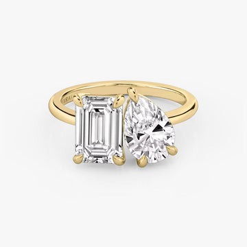 The Toi et Moi Emerald & Pear Yellow Gold Two-Stone Engagement Ring