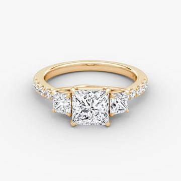 The Trellis Three-Stone Oval Yellow Gold Diamond Engagement Ring