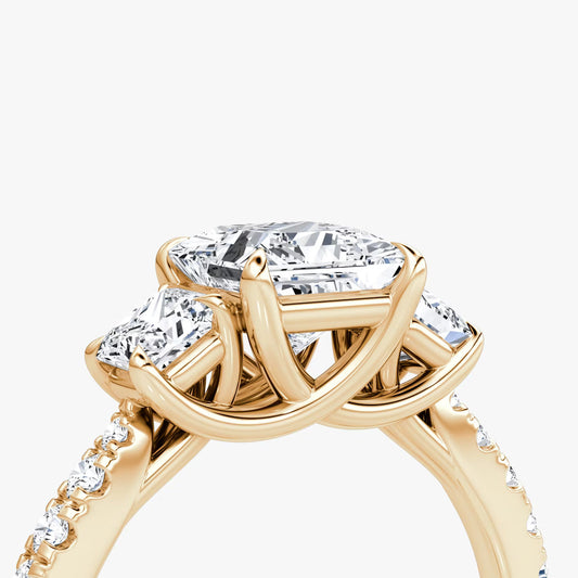 The Trellis Three-Stone Oval Yellow Gold Diamond Engagement Ring