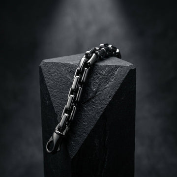 The Forge Box Chain Link Bracelet in Brushed Gunmetal
