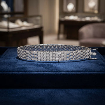 The Honeycomb Pavé Link Statement Bracelet in Sterling Silver