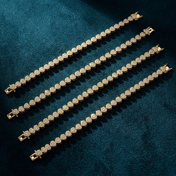 Pavé Heart Tennis Bracelet in Gold-Plated Silver