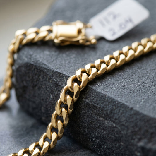 Polished Yellow Gold Cuban Curb Link Chain Necklace With Lobster Clasp Closure