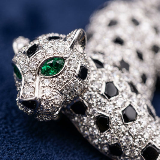 Nocturne Panther Moissanite Brooch