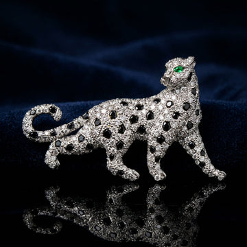 Nocturne Panther Moissanite Brooch