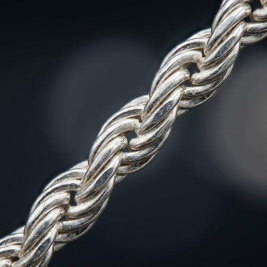 Twisted Rope Chain Necklace In High-Polish White Gold With Lobster Clasp
