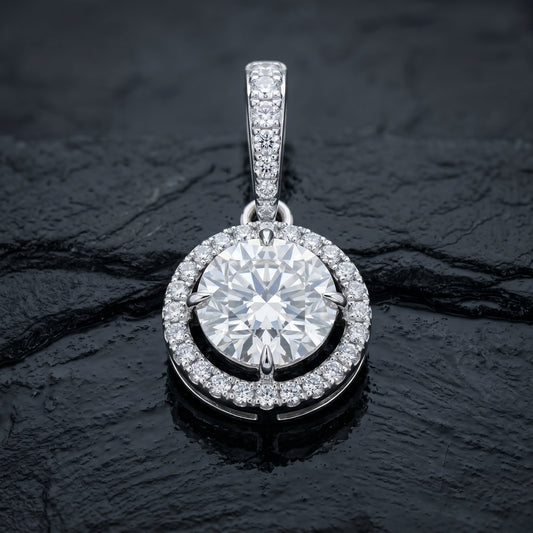 Aurielle Grand Halo Moissanite Pendant