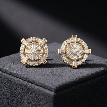 Aurelia Halo Diamond Medallion Stud Earrings