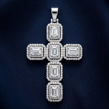Echelon Halo Moissanite Cross Pendant