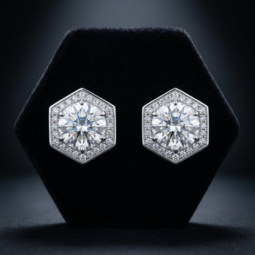 Aurielle Hexa Halo Stud Earrings
