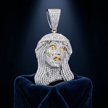 Crowned Devotion Iced Silver Portrait Pendant