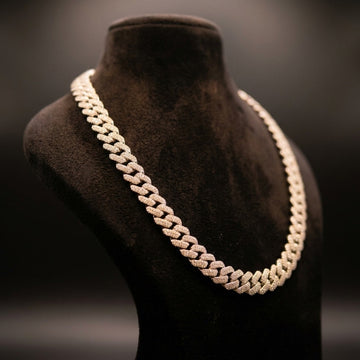 Wide Iced Out Full Pavé Cuban Link Chain Necklace In Silver