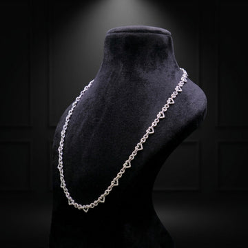 Pavé Open Heart-Link Chain Necklace In Silver
