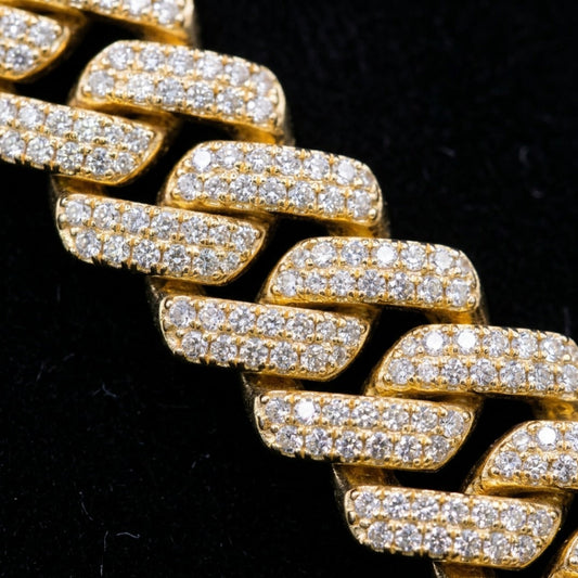 Iced Out Cuban Link Chain Necklace In 14K Two-Tone Gold With Full Pavé Diamond Setting