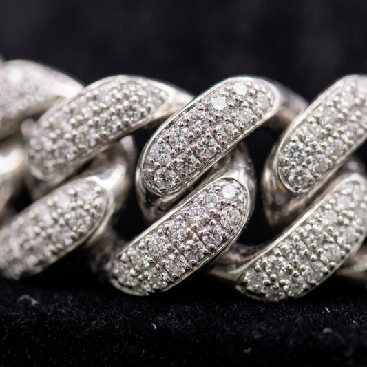 Heavyweight Iced Out Cuban Link Chain In White Gold With Full Pavé CZ Setting