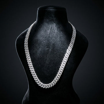 Heavyweight Iced Out Cuban Link Chain In White Gold With Full Pavé CZ Setting