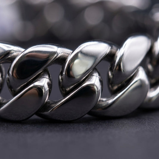 Heavyweight Polished Cuban Link Bracelet In Silver With Box Clasp Closure