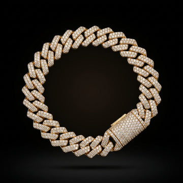 Iced Out Full Pavé Cuban Link Bracelet With Diamond Clasp In Gold