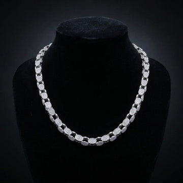6MM Cuban Link Chain in 925 Silver with CZ Stones – 22” Edition