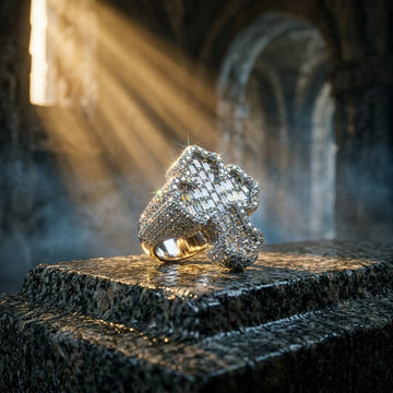 Baguette & Pavé Stone Four-Petal Floral Statement Ring In Silver