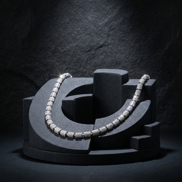 Iced Out Pavé Square-Link Statement Chain Necklace In Silver