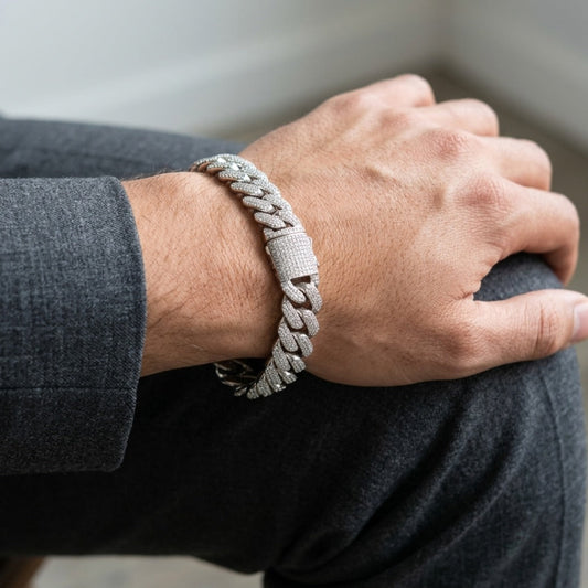 Pavé Diamond Cuban Link Bracelet In Sterling Silver d