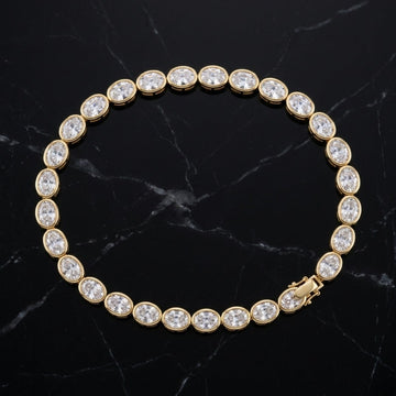 Radiant Oval-Cut Halo Diamond Tennis Bracelet In Gold