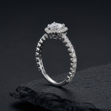 Toi et Moi Pear & Round CZ Bypass Ring In White Gold