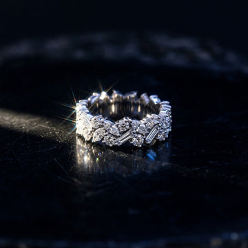 Double-Row Prong-Set Round CZ Eternity Band In White Gold