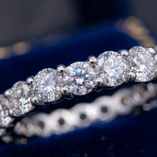 Full Eternity Bezel-Set Round CZ Band Ring In White Gold