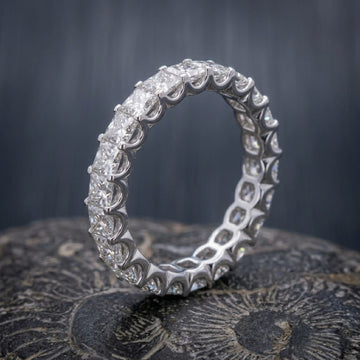 Shared-Prong Round CZ Full Eternity Band In White Gold