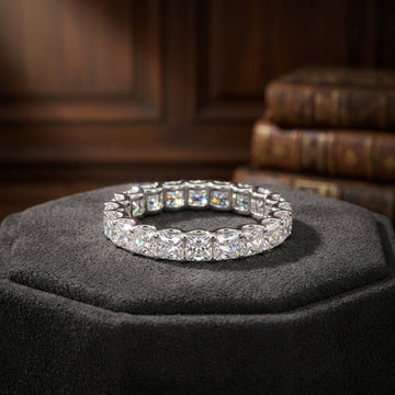 Full Eternity Bezel-Set Round CZ Band Ring In White Gold