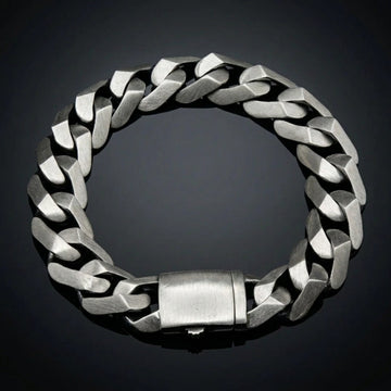 Heavyweight Brushed Finish Flat Cuban Link Bracelet In Silver