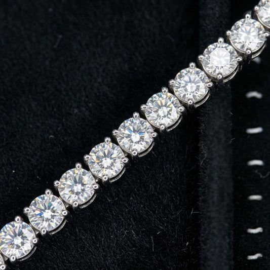 Slim Pavé Diamond Tennis Bracelet In Polished White Gold