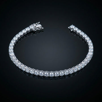 Slim Pavé Diamond Tennis Bracelet In Polished White Gold