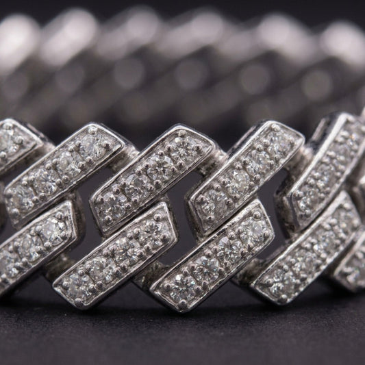 Iced Out Prong-Set Cuban Link Bracelet In White Gold With Full CZ Stone Coverage