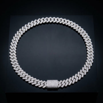 Iced Out Prong-Set Cuban Link Bracelet In White Gold With Full CZ Stone Coverage