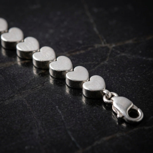 Heart Link Tennis Bracelet in Sterling Silver