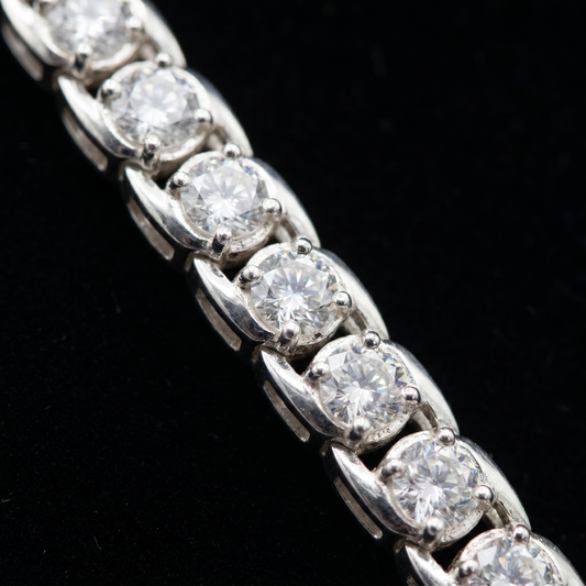 6MM Cuban Link Chain in 925 Silver with CZ Stones – 22” Edition