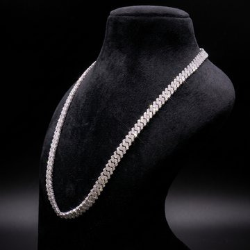 Iced Out Full Pavé Cuban Link Chain Necklace In Silver